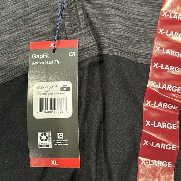 Men’s gap fit activity, half zip grey black color size extra large new tag - Picture 7 of 8